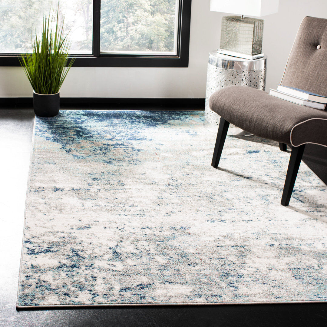 Trent Austin Design Odin Abstract Gray Area Rug Blue Rectangle 183 x 274cm