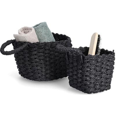 Aufbewahrungskorb ZELLER PRESENT, schwarz, B:15cm H:15cm T:15cm, Papiergeflecht, Aufbewahrungsboxen, mit Hängefunktion