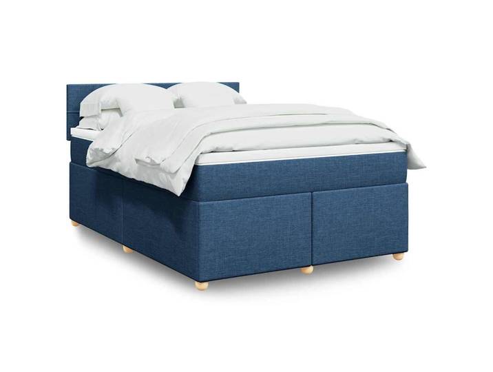 vidaXL Boxspringbett, Boxspringbett mit Matratze Blau 140x190 cm Stoff