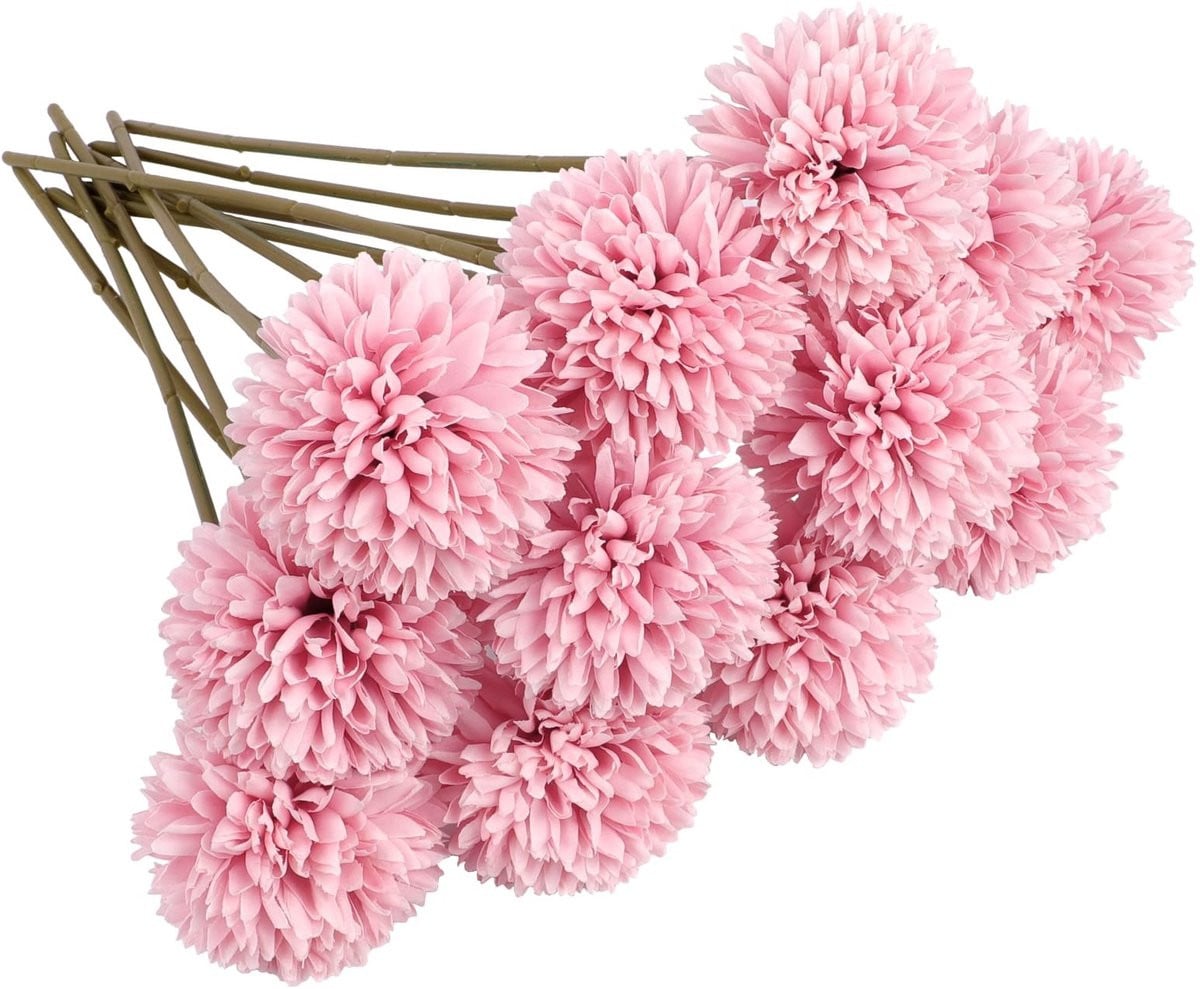 Kunstmatige Chrysant Ballen - 12 Stuks - Diep Roze