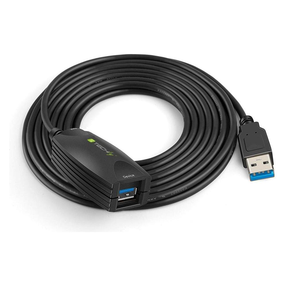 Techly USB 3.0 Aktive Verlängerung, Superspeed (5 m, USB 3.2 Gen 1) (ICUR3050)