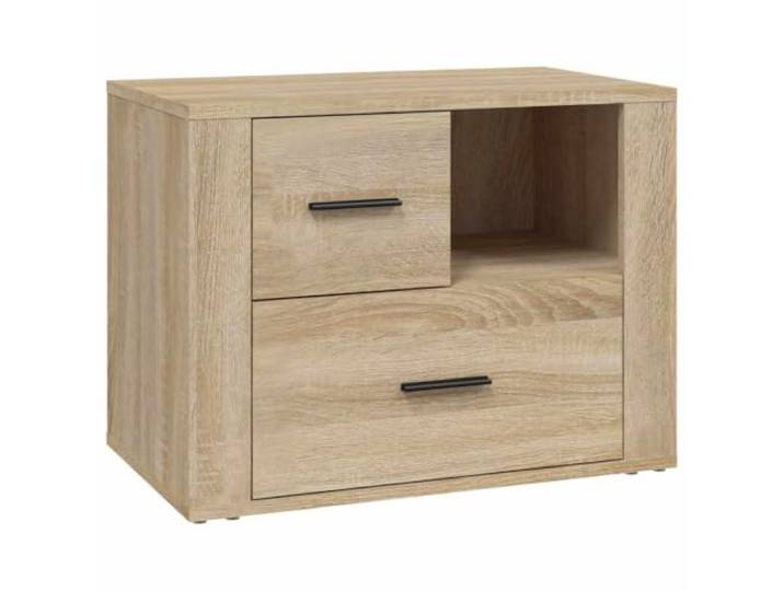 KDVXBCQJH Nachttisch Sonoma-Eiche 60x36x45 cm Nachtkommode Praktischer Stauraum fürs Schlafzimmer: 2 Schubladen und 1 offenes Fach für Bücher, Zeitschriften sowie Dekoartikel.