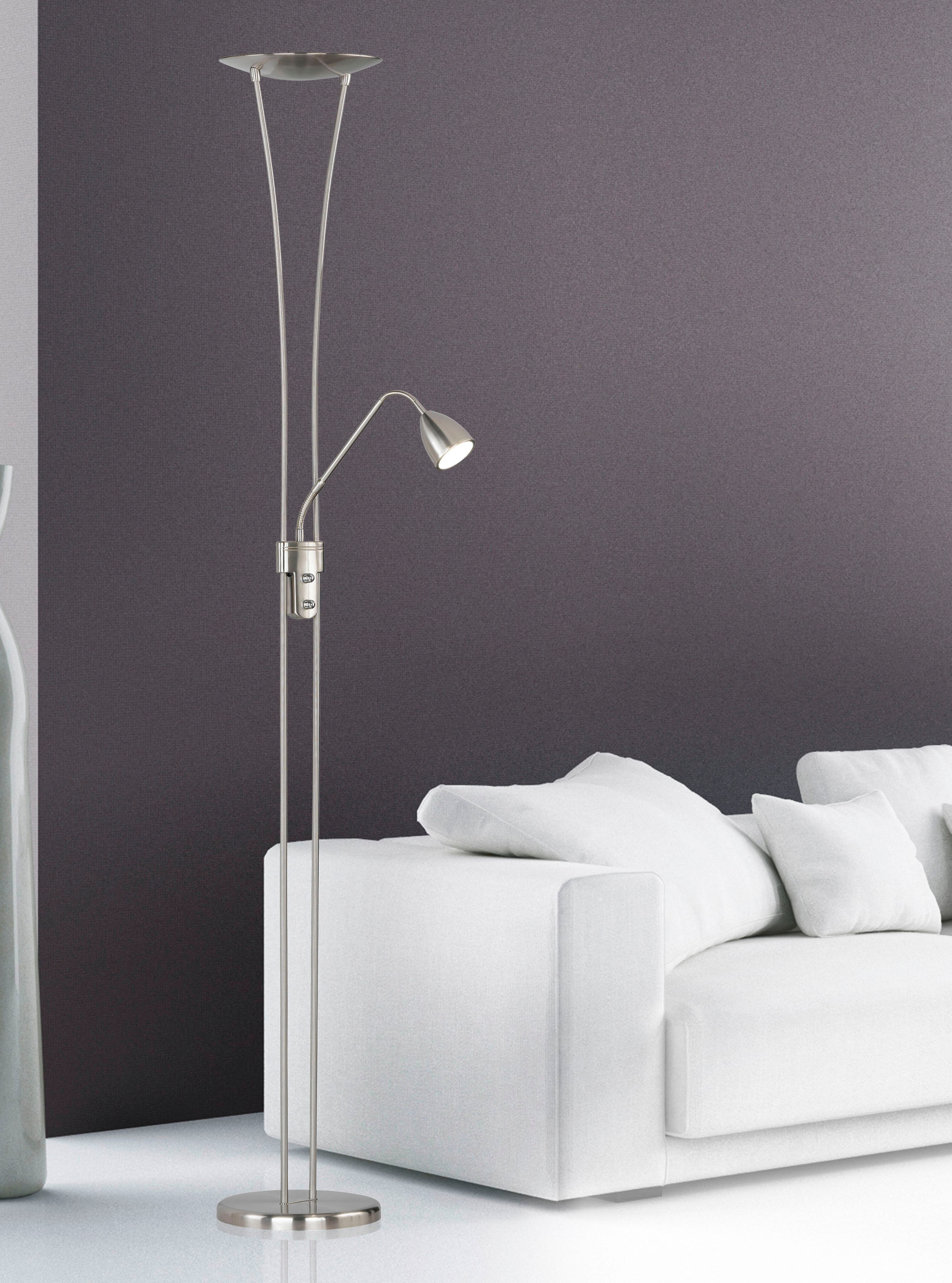 TRIO LEUCHTEN LED Deckenfluter, grau (nickelfarben), 2, H: 180cm, Leuchten, LED Deckenfluter