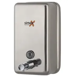 Seifenspender Simex Inox Edelstahl poliert vertikal 1,2 L mit Füllstand Fenster, zur Wandmontage