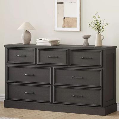Garvee "Farmhouse 7 Drawer Dresser, 55"" Wide 7 Chest of Drawers Storage with Sturdy Foundation, Wooden TV Stand for Home Office"