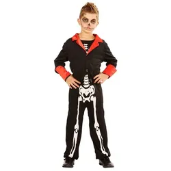 Kinderkostüm "Skelett", schwarz/rot