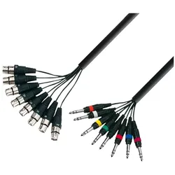 Adam Hall 3 Star Serie Multicore Kabel 8 x XLR Female auf 8 x 6,3 mm Stereoklink... - Analog-Multicore