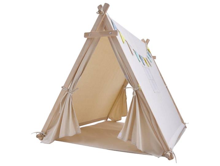 Spielzelt, Creme, Holz, Kiefer, 100x105x120 cm, EN 71, CE, Spielzeug, Kinderzelte