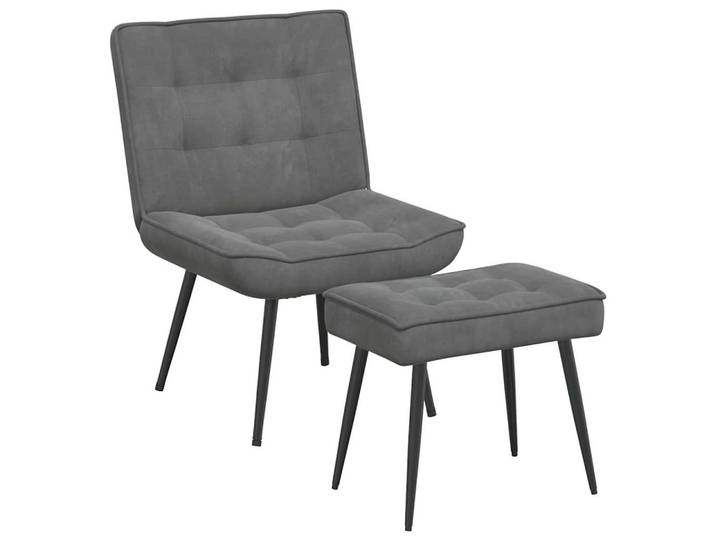 vidaXL Stuhl Relaxsessel mit Hocker Dunkelgrau Samt (1 St)