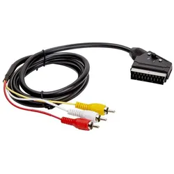 D2 Diffusion Cable adaptateur Péritel Mâle compatible vers RCA Mâle 1,5m (Noir) (1.50 m, Cinch Kabel), Audiokabel
