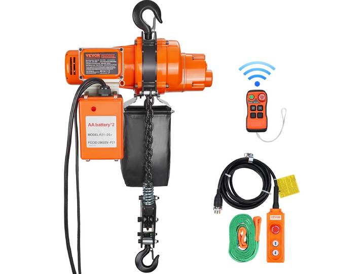 VEVOR Kettingtakel Elektrische Kraantakel 6m Touwtakel 998kg Draadloos/Bedraad