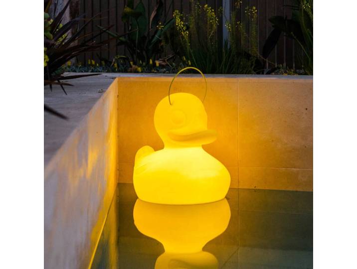 LED-designlamp DUCK-DUCK XL voor buiten in geel DUCK-DUCK, dimbaar, geel / oranje, Kunststof, Design