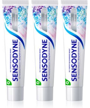Sensodyne Extra Whitening dentífrico branqueador com fluoreto para dentes sensíveis 3x75 ml. Extra Whitening
