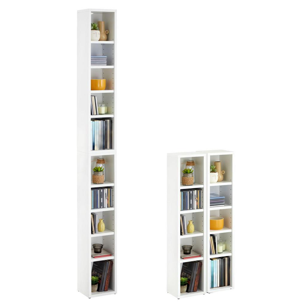 CARO-Möbel Cd/Dvd-, Weiß, Holzwerkstoff, Mode, 20x186x17 cm, Wohnzimmer, Regale, CD & DVD-Regale