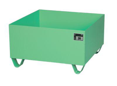 Stahl-Auffangwanne ohne Gitterrost, 800 x 800 mm, grün RAL 6011