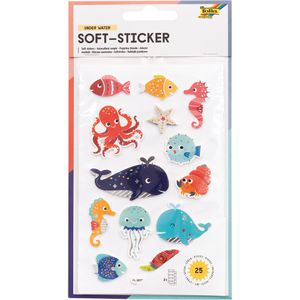 Folia Sticker 19302 Soft-Sticker Under Water, sommerliche Meeresmotive, 25 Aufkleber, 25 Stück