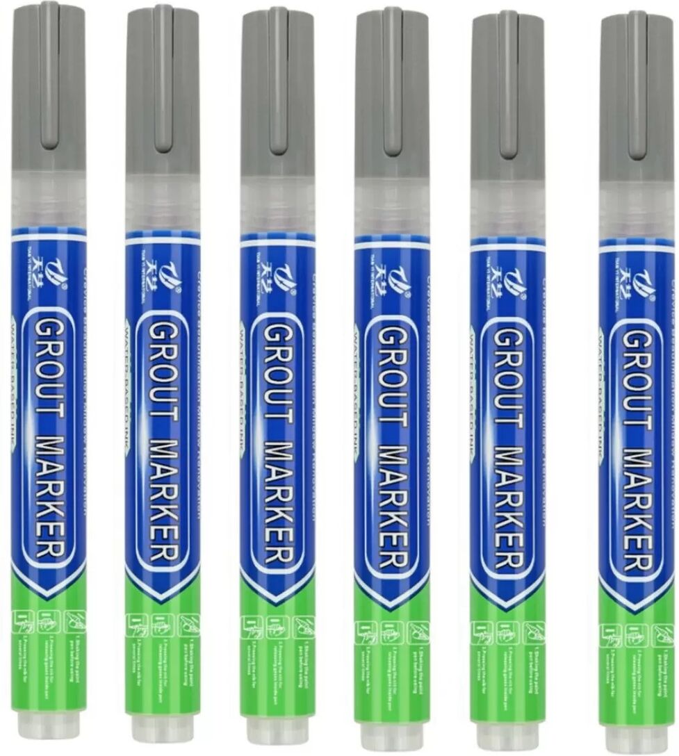 INF Fliesen Fugenstift 6er-Pack: Wasserdichter Fugenreparaturstift für Fliesenrestaurierung Grau