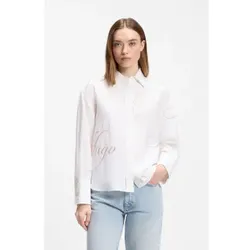 HUGO für Damen. 50562585 Bluse Echinacea Druck weiß (40), Lässig, Viskose, Langarm