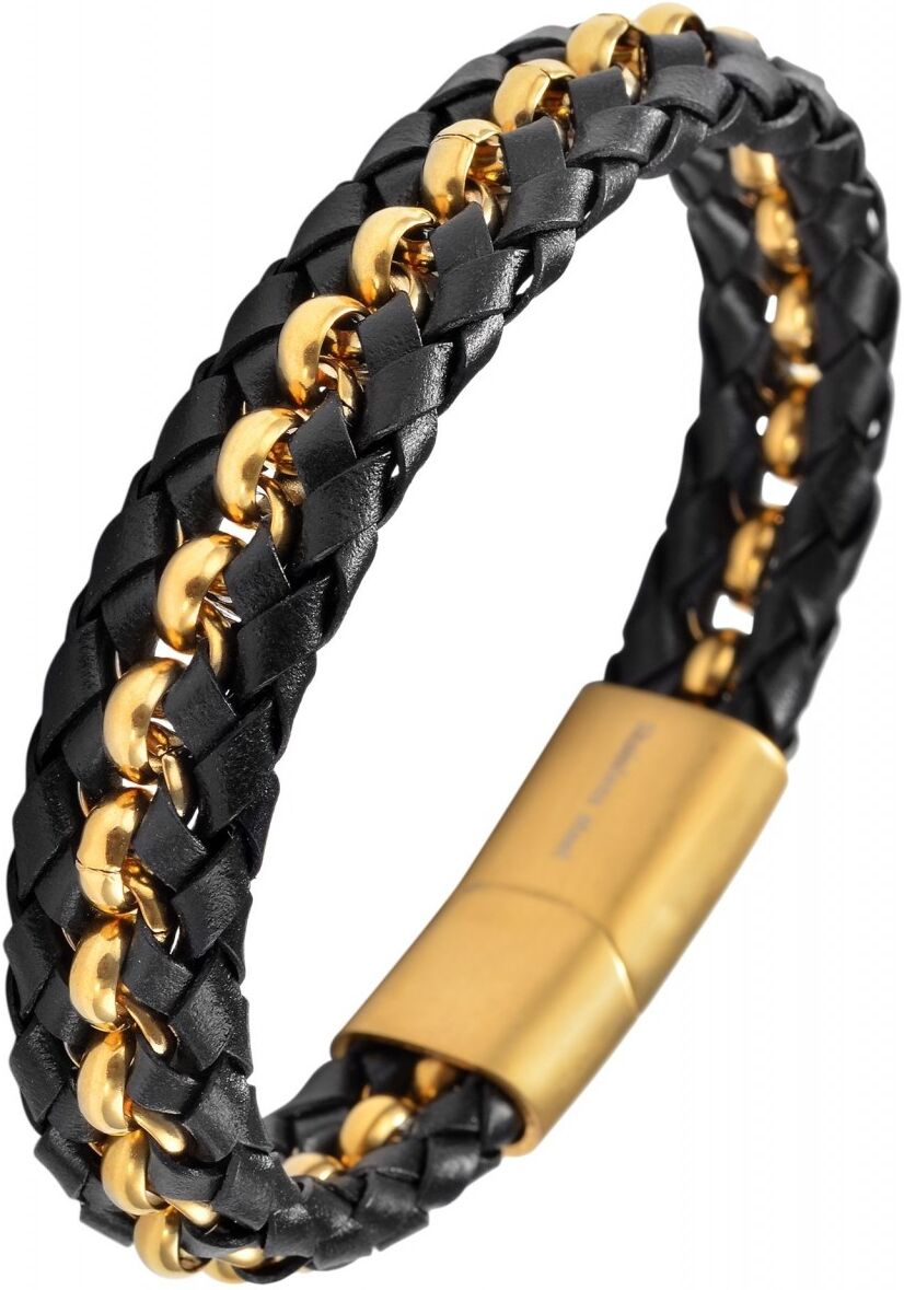 Edelstahlarmband ADELIA´S "Unisex Armband aus Edelstahl" Gr. 23, gold (schwarz gold), Armbänder, Herren, 23, Edelstahl, Edelstahlarmband
