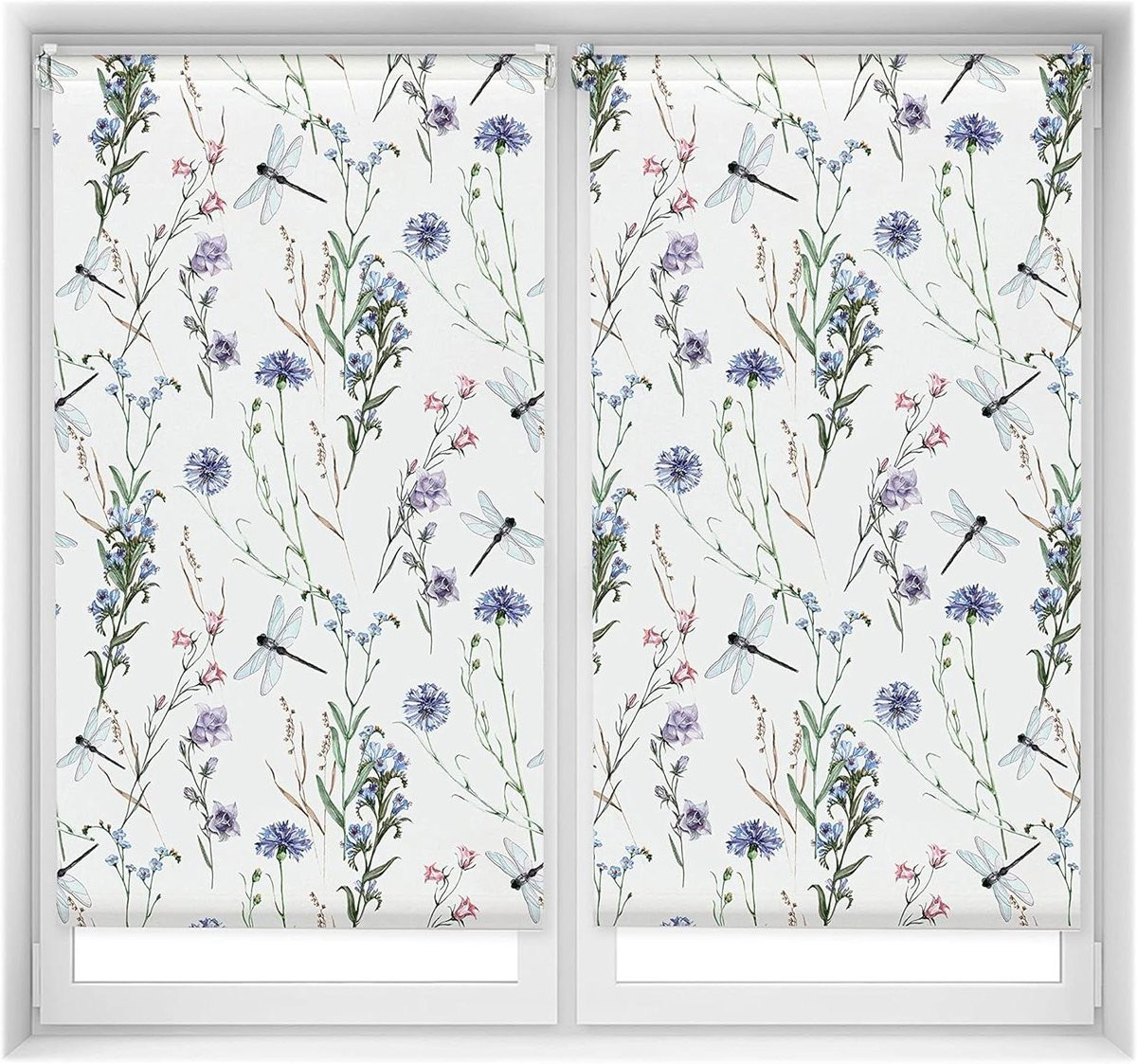 Duo Relax Rolgordijn Dragonfly Print - Lichtdoorlatend en Semi-transparant - 80 x 150 cm