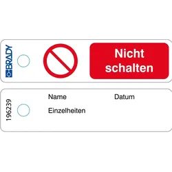 Brady, Sicherheitskennzeichnung, Mini-Anhänger - Do Not Operate (nicht einschalten), Polyester, Schwarz & Rot auf Weiss, 100 x