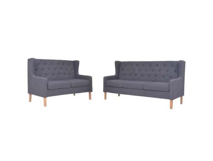 GHVBNMF 2-TLG Sofagarnitur Stoff Couch Set 2er und 3er Sofa Grau Bequeme Polstergarnitur mit weicher Schaumstoffpolsterung fuer Wohnzimmer, Lounge und Gastraum.