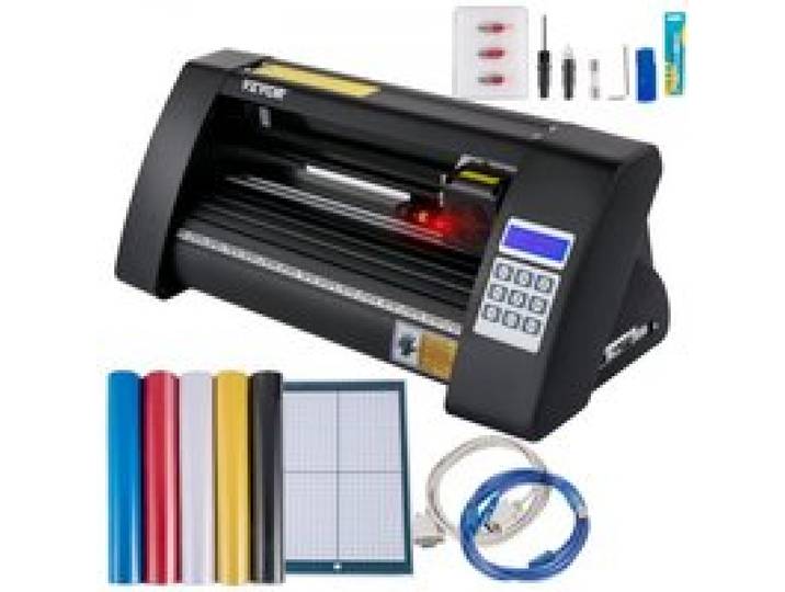 VEVOR Vinyl Schneideplotter 375 mm, Folienschneider Max. Schnittbreite 285 mm, Plottermaschine Signmaster-Software, Plotter Windowskompatibel, Folienplotter Halbautomatisch Schnittpräzision ±0,001 mm