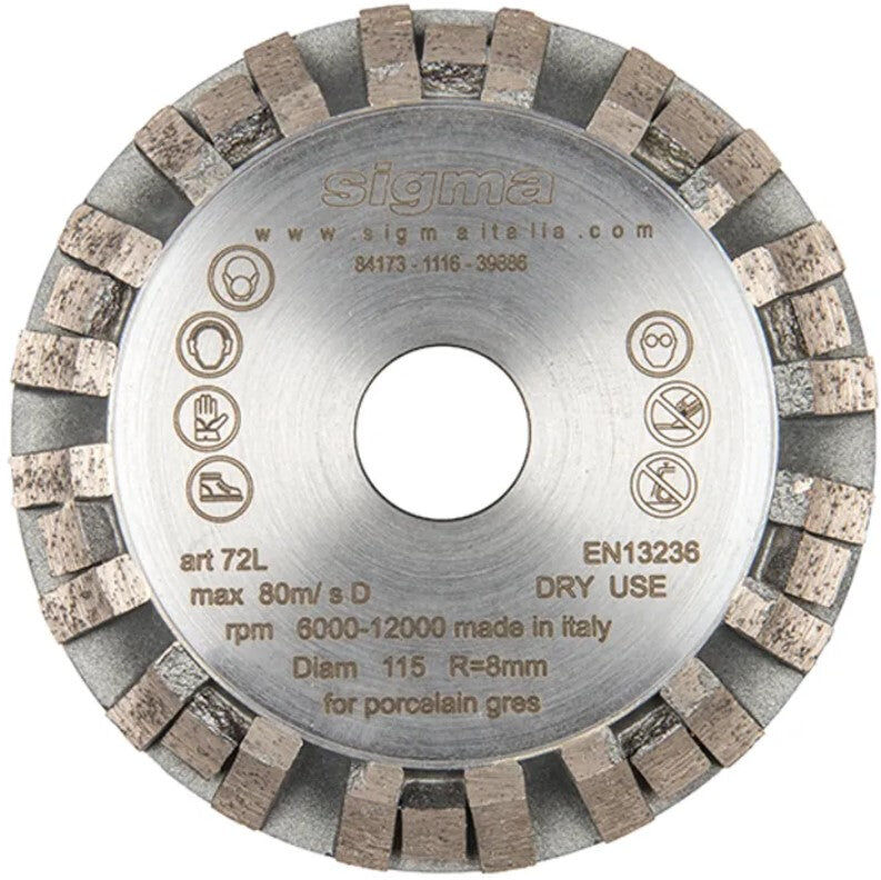 Sigma Mola diamantata Ø115mm 72L , RAGGIO 8 PER JOLLY EDGE 37A1D 37A1PD