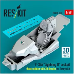 ResKit F-35A Lightning II cockpit (Basic edition with 3D decals) for Tamiya kit (3D Printed)