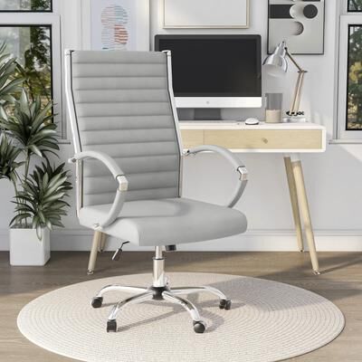 Furniture of America Corrigan Modern Tufted Deep Seat Faux Leather Office Chair