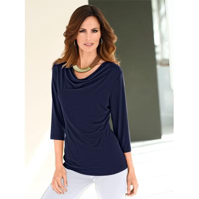 Wasserfallshirt INSPIRATIONEN "Shirt", Damen, Gr. 42, blau (marine), 95% Viskose, 5% Elasthan, unifarben, Wasserfallausschnitt, Shirts