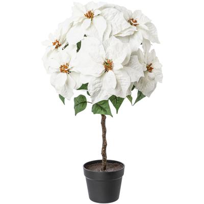 Winterliche Kunstpflanze CREATIV DECO "Weihnachtsdeko", weiß, H:75cm, Kunststoff, Polyester, Kunstpflanzen, Samt-Ausführung