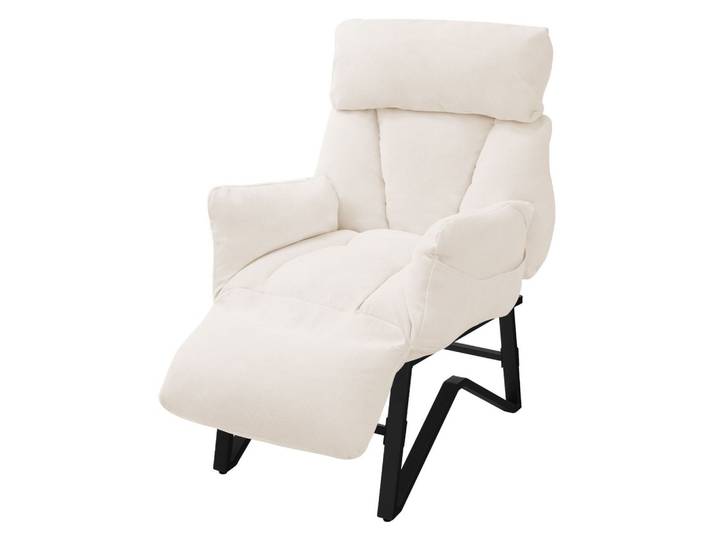 RELAXSESSEL Beige Leinenbezug verstellbar mit Armlehnen und Fußablage