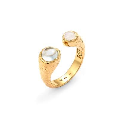 Silberring HAZE & GLORY "Ring Mondstein Aquamarin Hellblau 925 Sterling Silber" Gr. 56, gold, Fingerringe, Damen, 56, Silber 925 (Sterlingsilber), Silberring