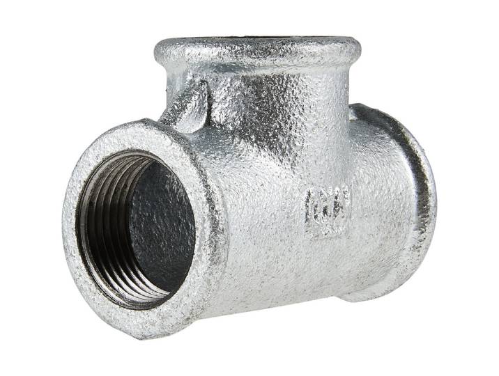 Temperguss T-Stück Silber-Grau