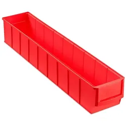 PROREGAL Rote Industriebox 500 S | HxBxT 8,1x9,1x50cm | 2,8 Liter| Sichtlagerkasten, Sortimentskasten, Sortimentsbox, Kleinteilebox
