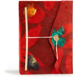Lokta Bold Floral Notebook – Large (21x15cm) – 45 Leaves – Includes Bookmark – Ruby