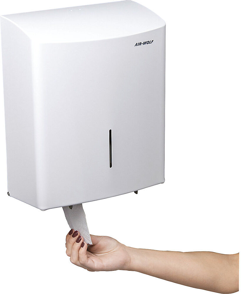 Duplex-Toilettenpapierspender, für 1 Großrolle oder 3 Haushaltsrollen, Edelstahl weiß AIR-WOLF