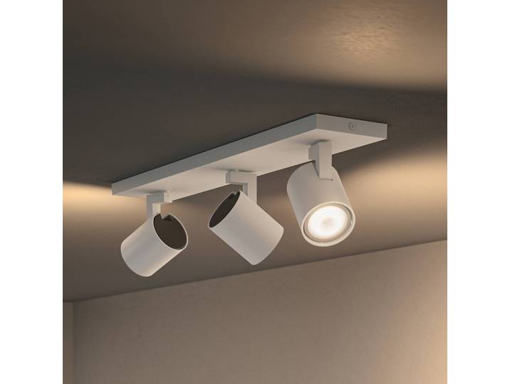 Philips Hue Runner Spot, 3-flg., Dimmschalter, weiß Runner, dimmbar, weiß / opal, für Wohn- / Esszimmer, Aluminium, Modern