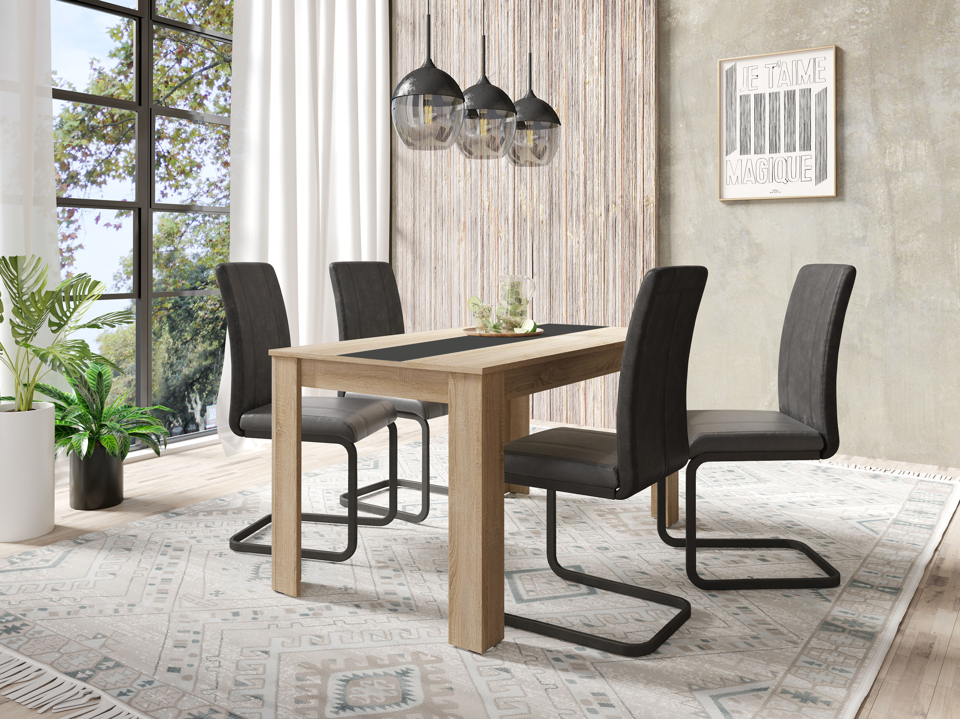 Esstisch BYLIVING "Nori", braun (eichefarben, eichefarben, eichefarben), B:120cm H:75cm T:80cm, Tische, Esstisch, Breite 120, 140 oder 160 cm, Mittelplatte wendbar eichefarben, eichefarben, eichefarben B/H/T: 120cm x 75cm x 80cm