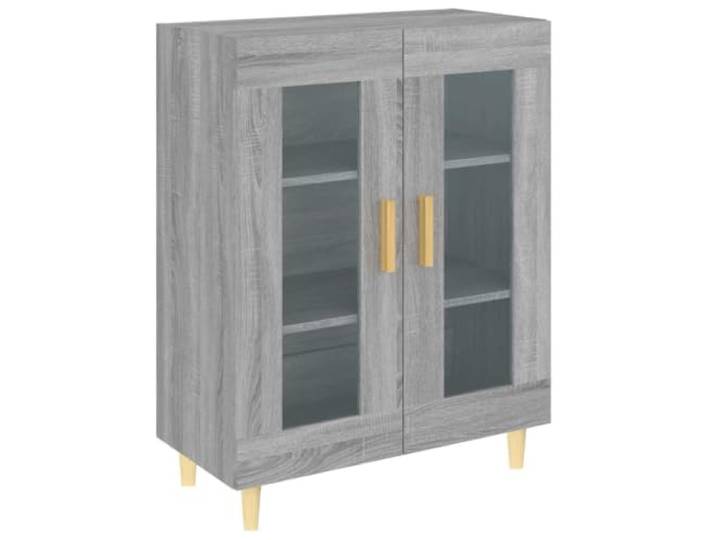 GHVBNMF Sideboard Grau Sonoma 69,5x34x90 cm Holzwerkstoff Kompakter Kommodenschrank mit Glastüren für Wohnzimmer und Schlafzimmer, bietet geschützten Stauraum für Alltagsgegenstände.