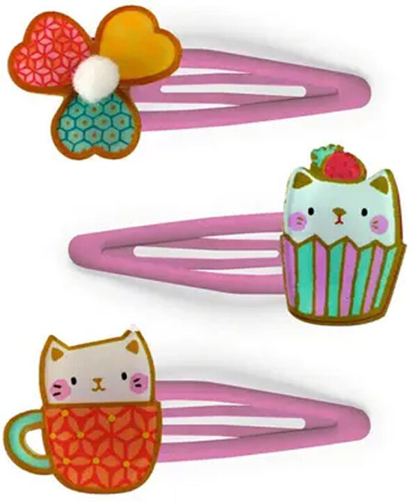Little Big Room by Djeco Accessoires Plume Collection Chat : Barrettes Yoko x 3 - Djeco