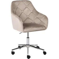 SCHREIBTISCHSTUHL Samtstoff Beige Veloria