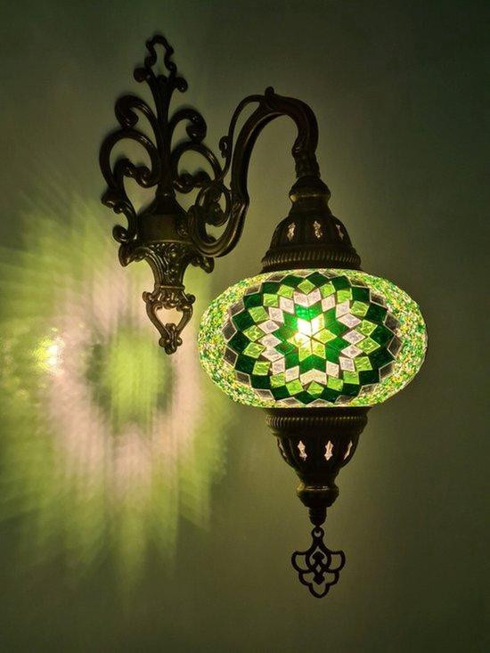Halay Oosterse wandlamp - Turkse mozaïeklamp, Diameter: 16 cm, Hoogte: 28 cm