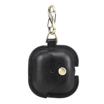 CONTACTS FAMILY AirPods Leather Case With Snap Closure And Drop Protection black