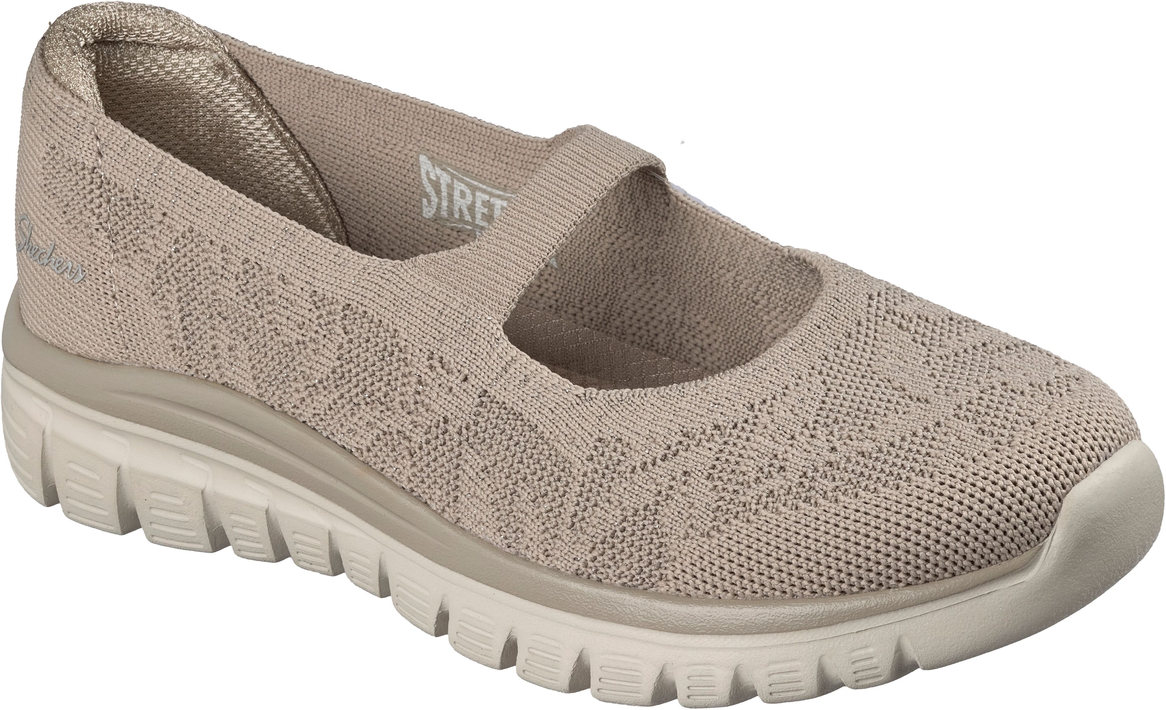 Skechers "GRACEFUL" Freizeitschuh, Schlupfschuh, Slipper mit Stretch-Fit taupe 35, Textil