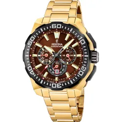 Festina Quarz Herren Chrono Bike F20727/3 - braun,gold - 45.5mm