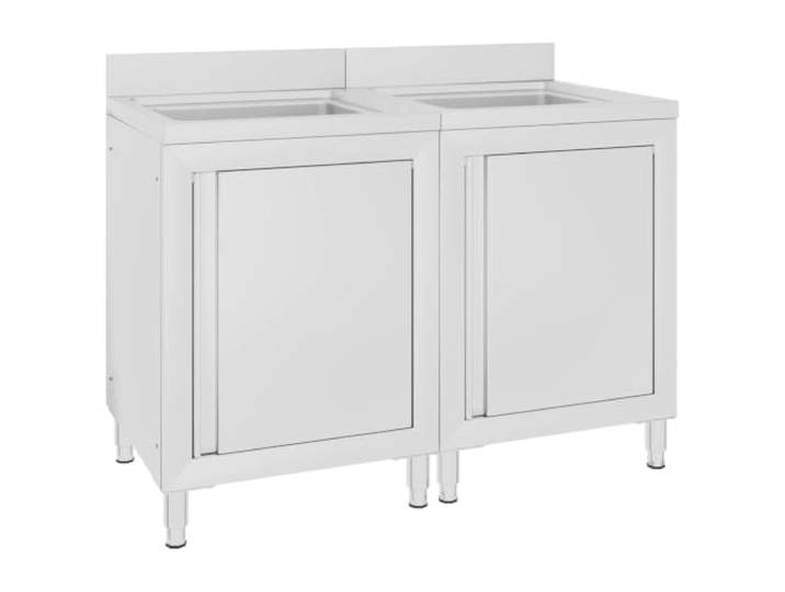 KGTKGTYER Edelstahl-Spülenunterschrank, Gastronomie-Doppelbecken 120x60x96 Inklusive Aufkantung, Höhenverstellbare Füße, Robust & Leicht zu reinigen