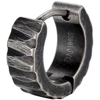 Single-Creole FIRETTI "Schmuck Geschenk Edelstahl Ohrschmuck Ohrring Crag Fels", schwarz (antikfarben, schwarz), Ohrringe, Damen, 14mm, Edelstahl