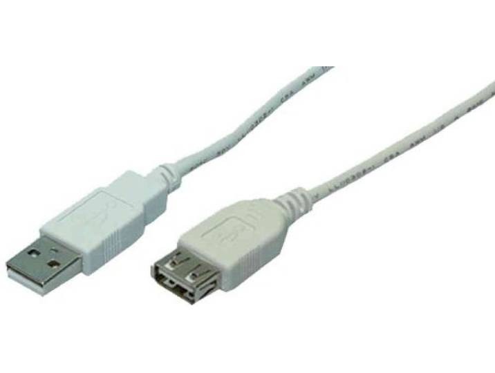 LOGILINK Verlengkabel USB 2.0, USB A stekker naar USB A bus, 2 m, grijs, 5 stuks